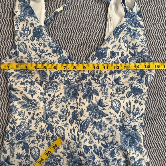 PEPPERMAYO - White and Blue Floral Mini Dress - Picture 6 of 7